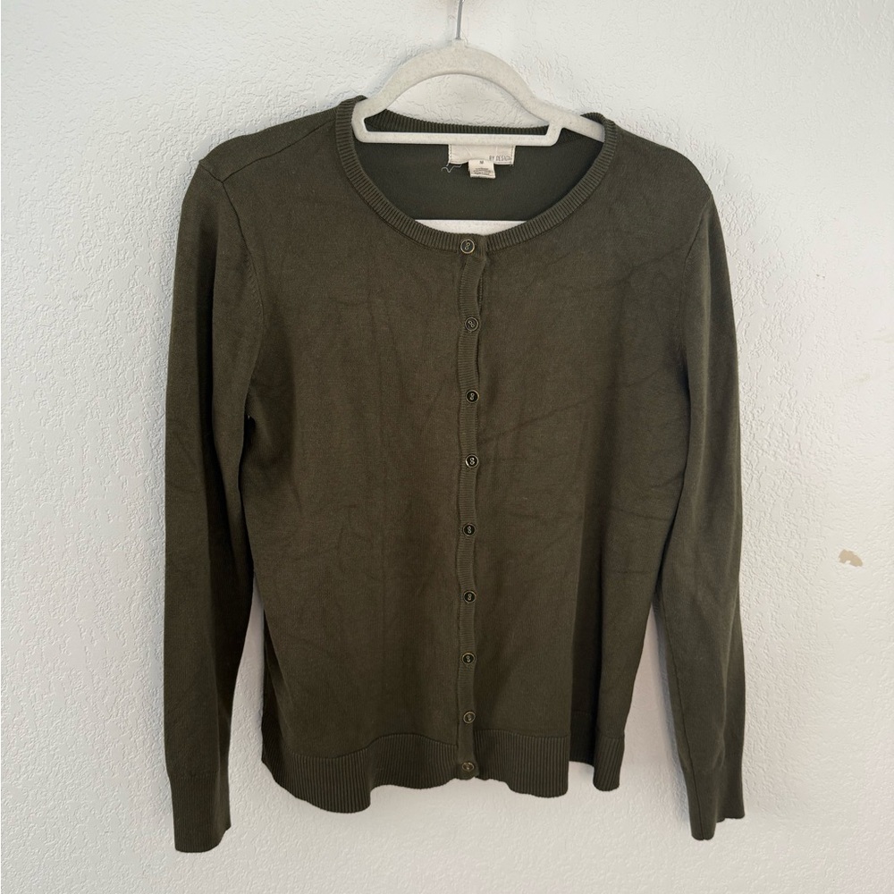 Olive Green Button-Up Women's Sweater